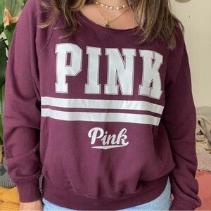 PINK | Victoria’s Secret Burgundy Sweatshirt Off-The-Shoulder